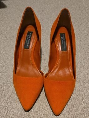 LK Bennett Orange Suede Pointed-Toe Pumps